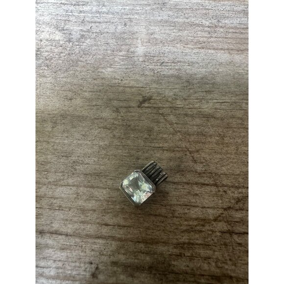 Vintage Sterling Silver And Clear Gemstone Pendant Rectangular Cut - Picture 2 of 7